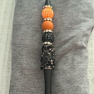 Beaded Black and Orange Decorative Handle